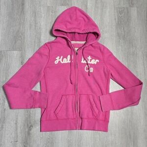 Vintage Y2K Hollister Co. Pink Zip Up Hoodie Sweater Size Large